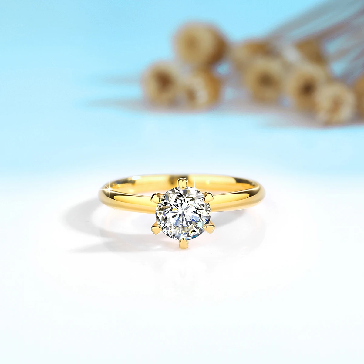 Szjinao 100% joyería de oro de 14k anillos de oro Real Color D 1ct Moissanite diamante joyería de boda anillo solitario para mujeres al por mayor