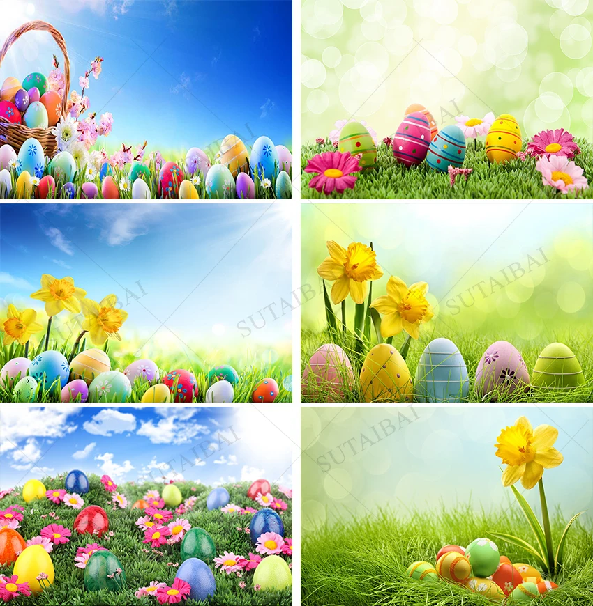 

Spring Easter Eggs Photography Background Rice Green Lawn Photography Background Photography Studio Photography Decoration Props