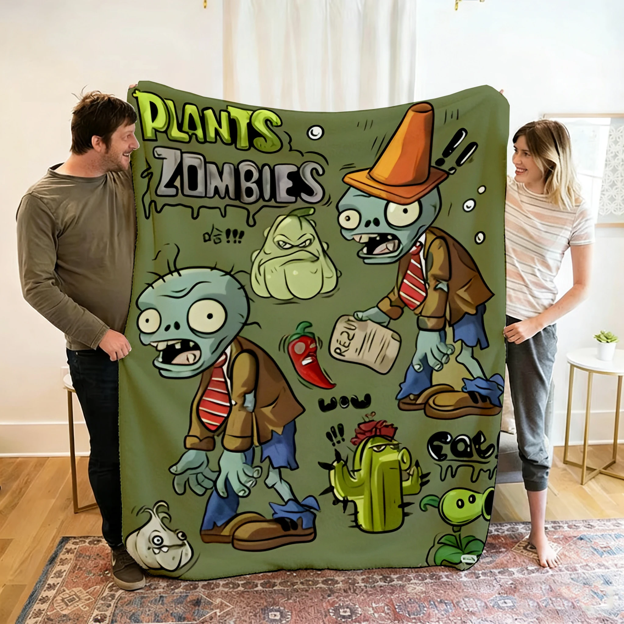 

P-Plants Vs Z-Zombi Printed Fleece Throw Blanket Children Warm Soft Blankets for Sofa Bed Cover Blanket Travel Office Gift New