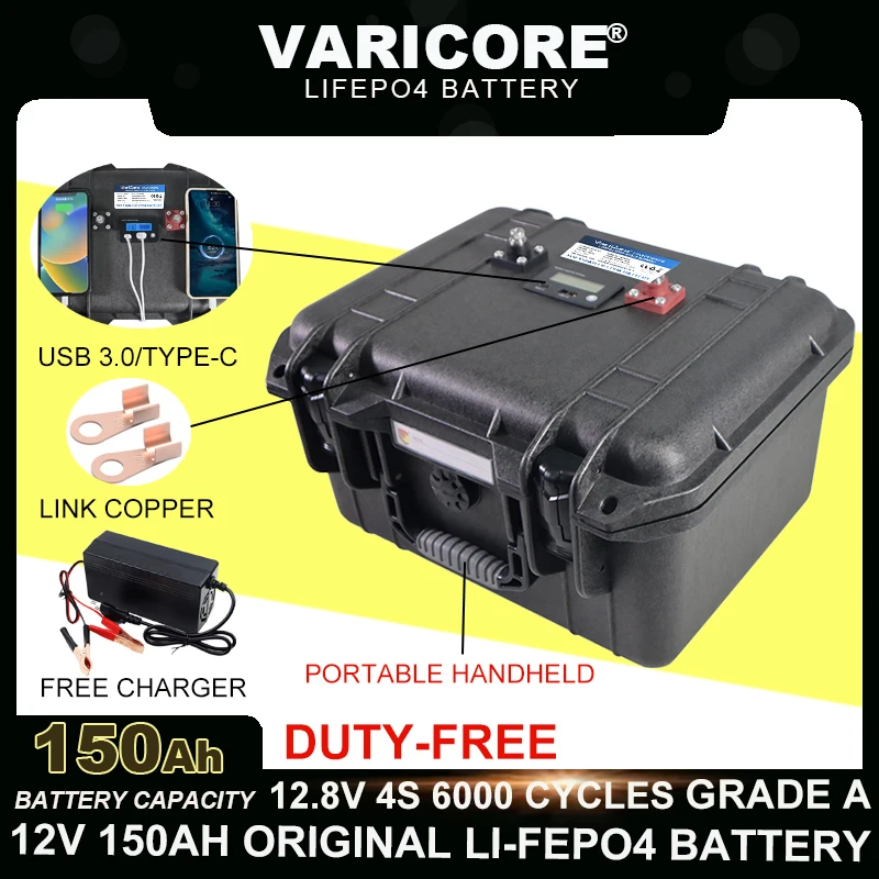VariCore 12V/12,8 v 310Ah 280Ah 200Ah 180Ah 120Ah 4s LiFePO4 baterías de fosfato de hierro y litio para carrito de golf campamento de viaje