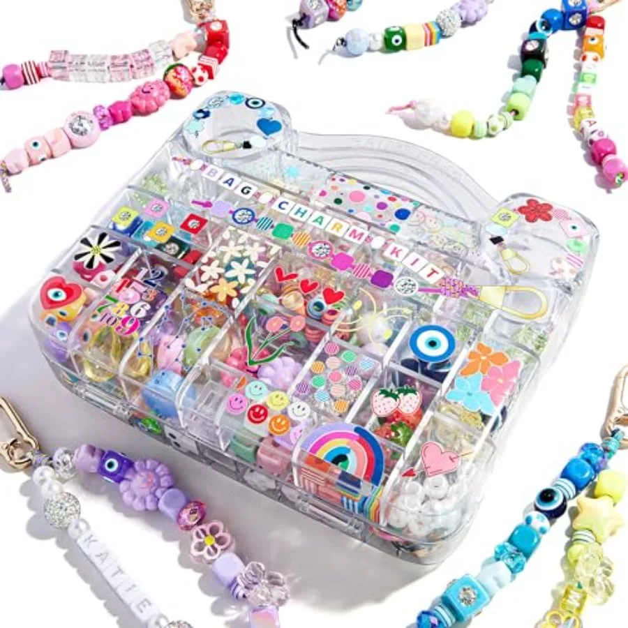 

DIY Bag Charm Kit with Beads Multicolor Craft Supplies Customizable Jewelry Making for Gift Parties or Family Activities Suitab