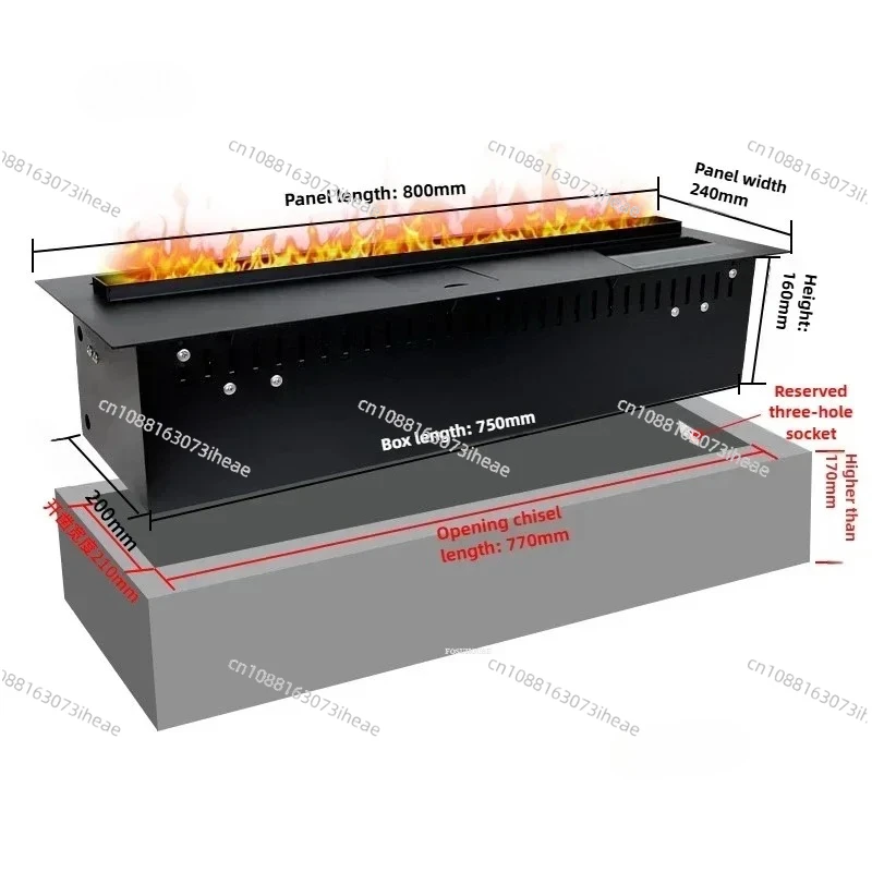 Nordic Embedded Fireplace with Fire Imitation for 3D Atomizing Fireplace Light Luxury Living Room Decorative Fireplaces