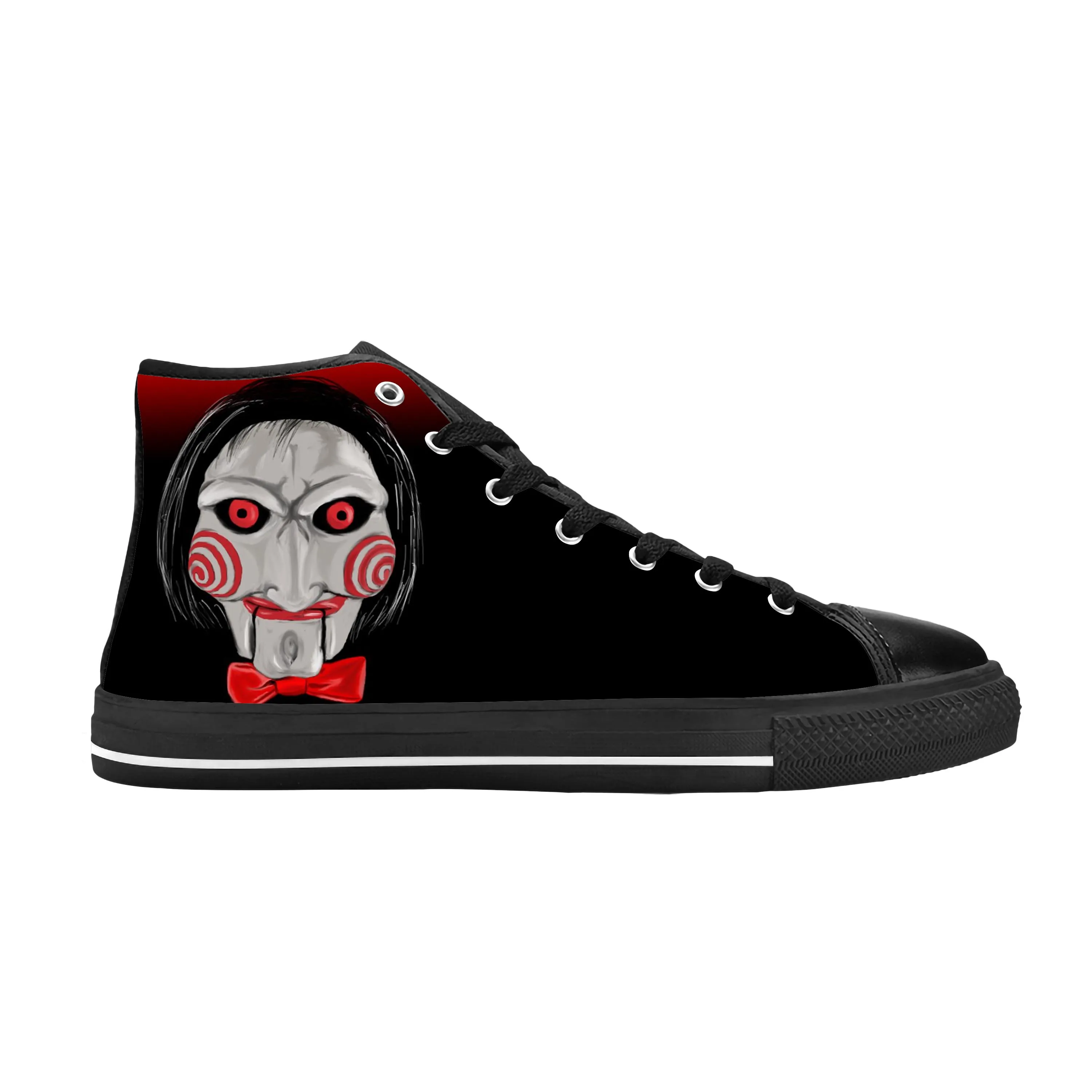 Saw Filme Horror Jigsaw Fantoche Halloween Gótico Sapatos Casuais de Pano Alta Top Confortável Respirável Impressão 3D Das Mulheres Dos Homens Sneakers