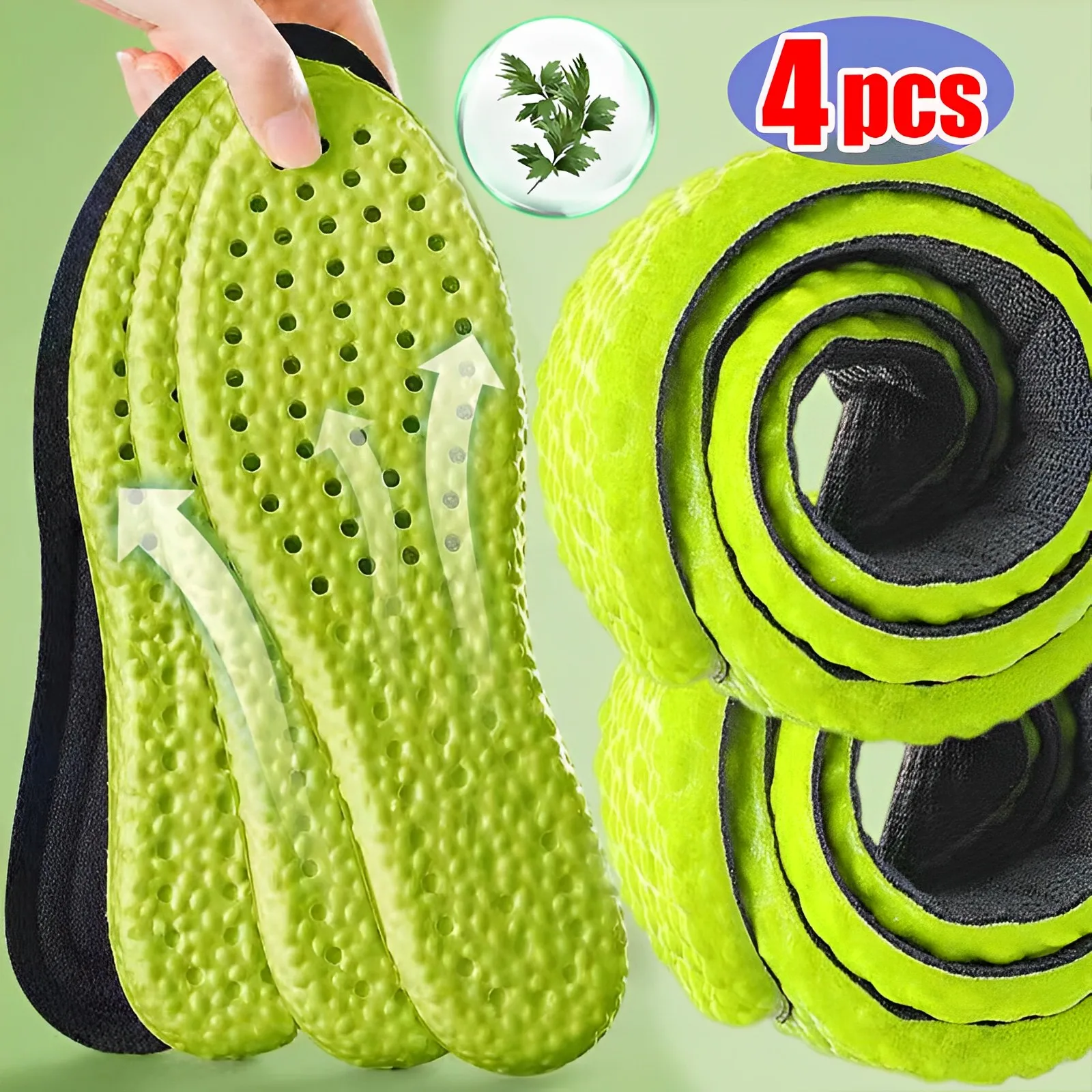 

4pcs Sports Insoles Wormwood Deodorant Breathable Insole Plantar Fasciitis Orthopedic Shoe Pads Men Women Cushioning Inserts Pad