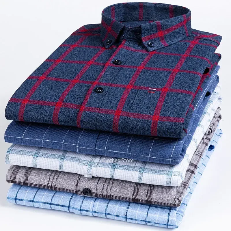 Men Luxury Large Size Plaid Long Sleeve  100% Cotton Checked Elegant Shirts Man Casual Clothes Plus Oversize Blouse