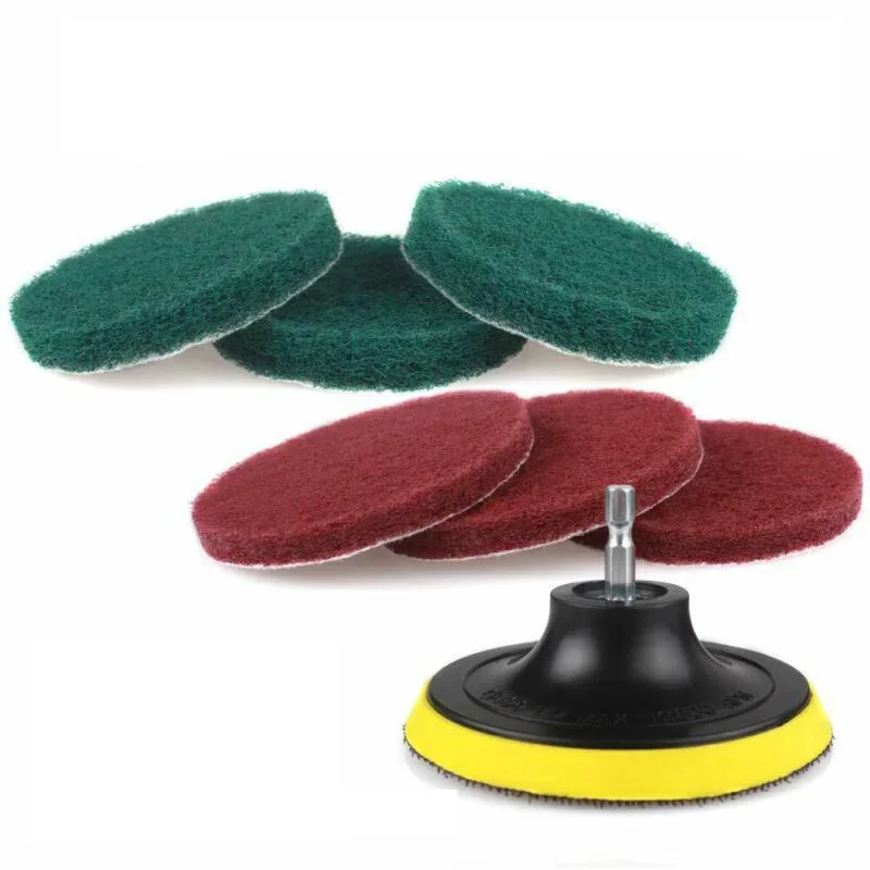 Imagem -05 - Tile Scrubber Scouring Pad Kit de Limpeza Broca Escova Disco Pad Titular Banheiro Pcs 4