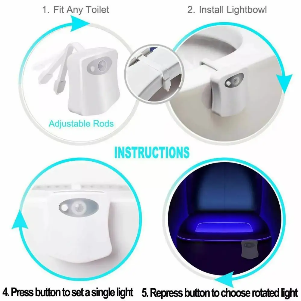 Human Infrared Sensing Light Led Night Light Stick Toilet 16/8 Color Bathroom Colorful Motion Sensing Night Light Toilet Light