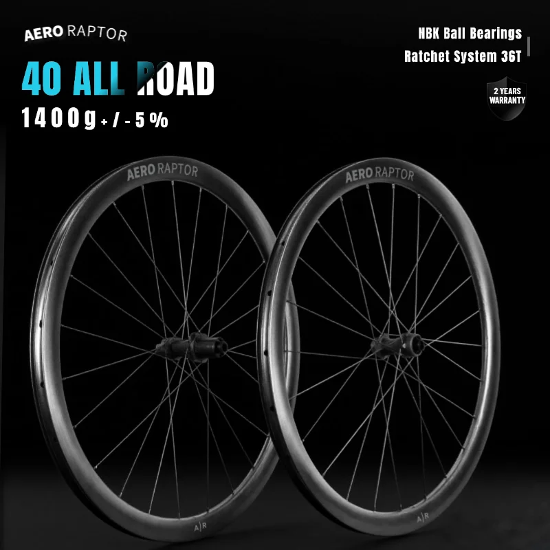 

AERORAPTOR 40 ALL ROAD Карбоновые гравийные колеса 40 мм Дисковый тормоз Бескамерные карбоновые колеса 36T Велосипедное колесо с храповым механизмом AERO418 Спицы