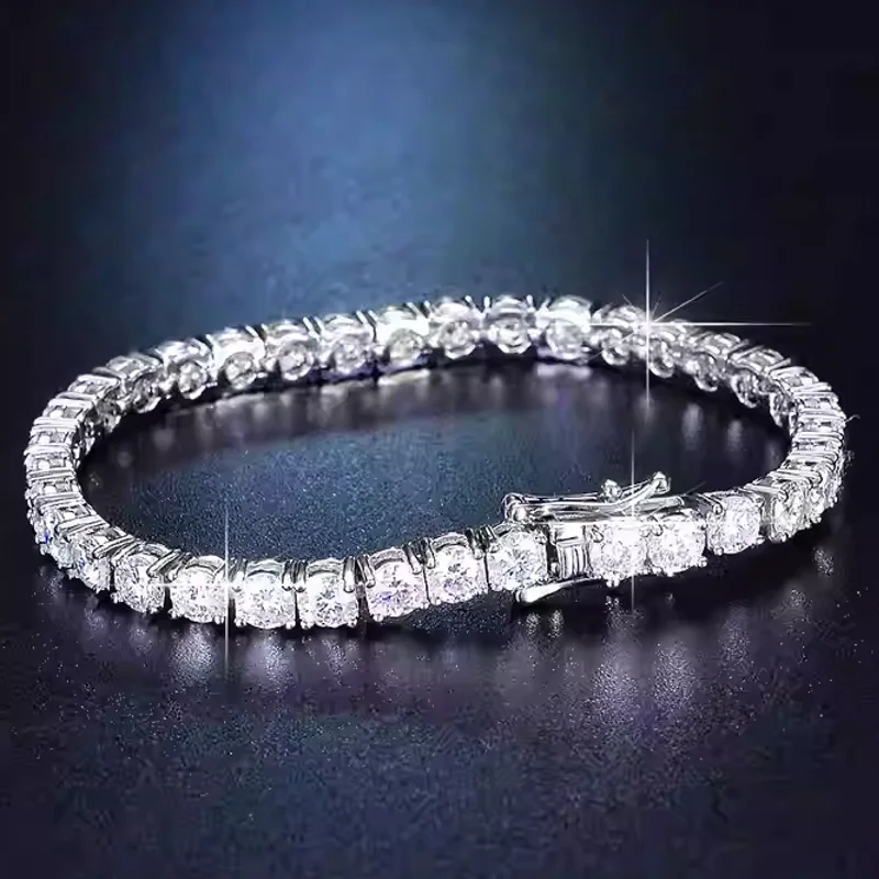 

Новый браслет-цепочка из стерлингового серебра 925 пробы, 3 мм, классический блеск, для женщин, модный, простой, для помолвки, свадьбы, ювелирные украшения, циркон, подарки