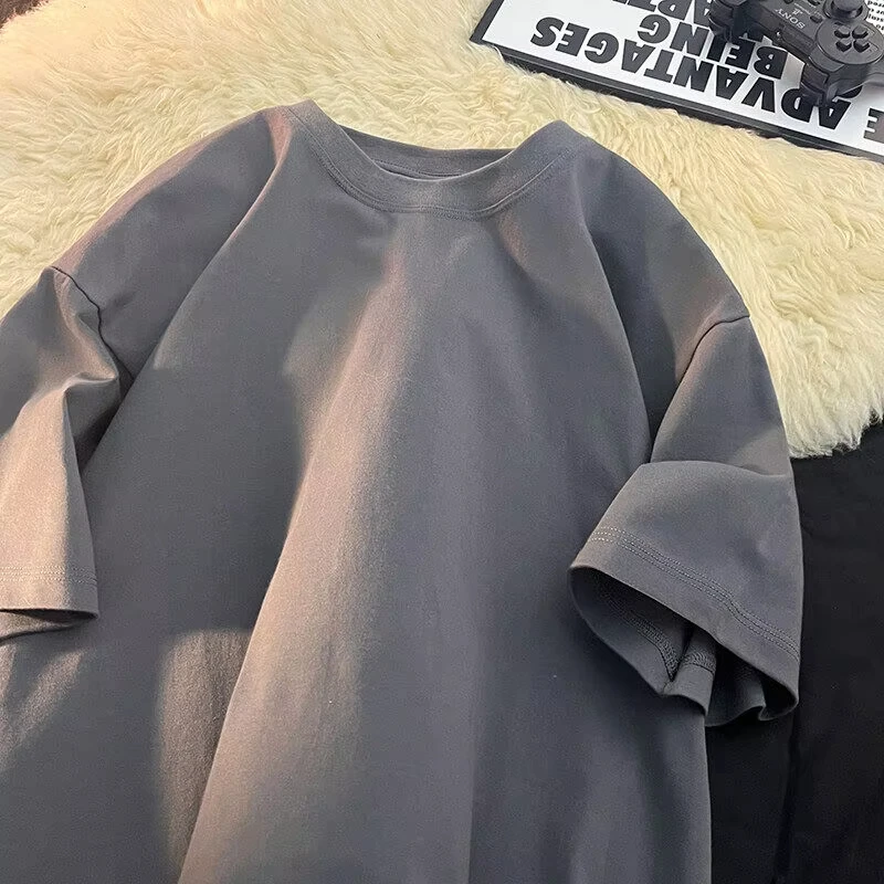 تي شيرت صيفي 100% من القطن الخالص للرجال والنساء رياضي غير رسمي فضفاض ناعم بأكمام قصيرة ورقبة دائرية مريح وقابل للتنفس #4