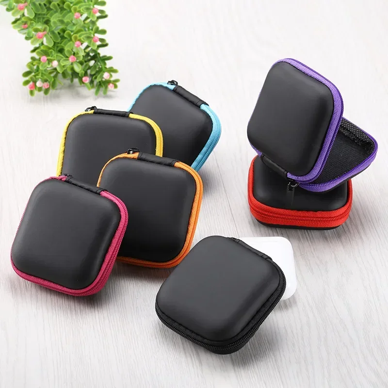 Mini Zipper Hard Headphone Holder Case Portable Earbuds Pouch box Earphone Storage Bag Protective USB Cable Organizer