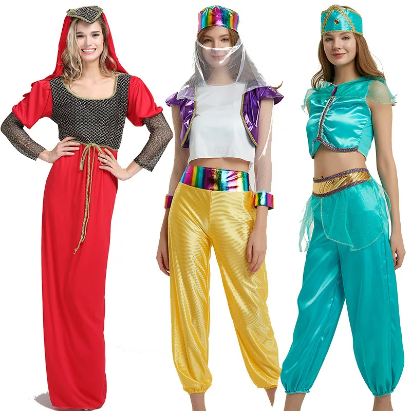 2025 New loween Arabic Costume Festival Par Adult Aladdin Lamp Jasmine Women's Ethnic Stage Clothing Traditional Chinese...