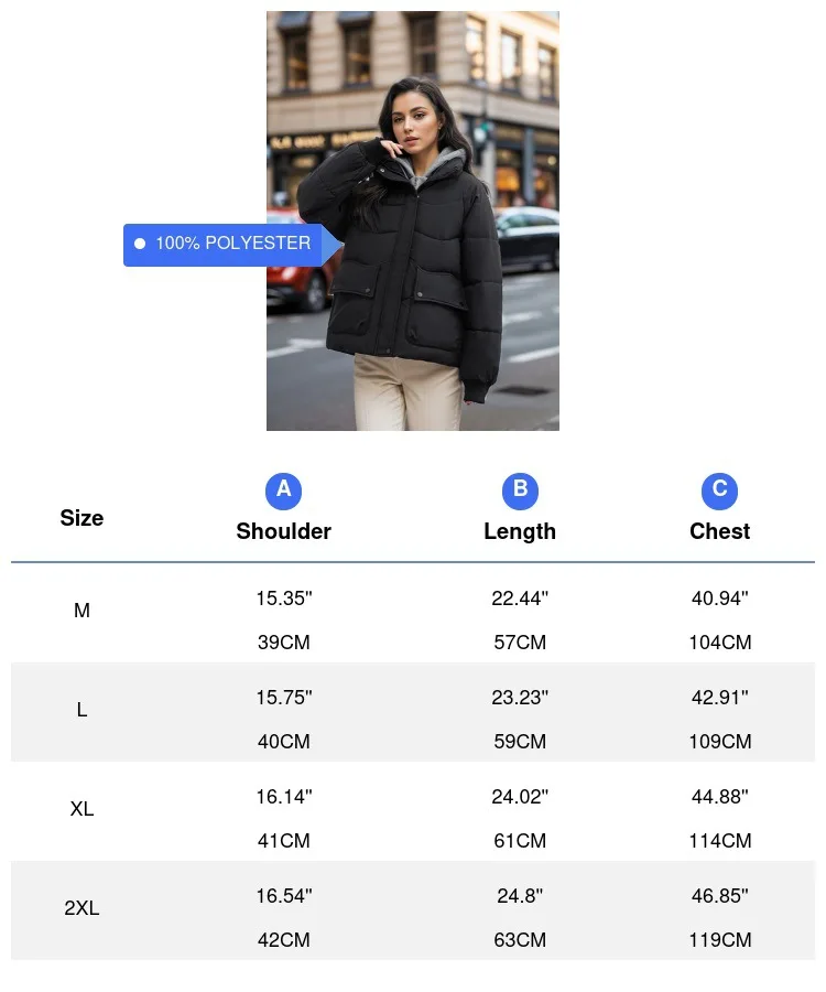 Katoenen gewatteerde damesjas Korte losse capuchon Koreaanse stijl Warm broodpak Westerse mode Katoenen gewatteerde jas