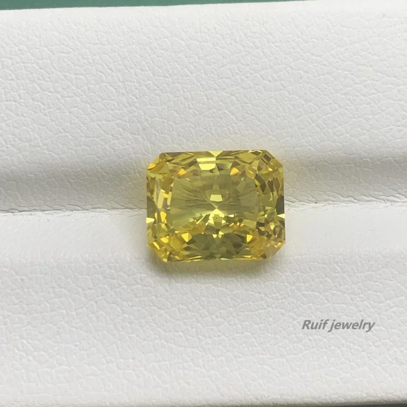 Ruif New Brilliant Radiant Cut Lab Create Yellow Sapphire Loose Stone Semi-Precious Stonefor Fine Jewelry Making