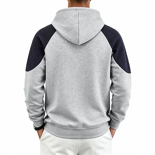 Men Contrast Splicing Raglan Hoodie, Color Block Pullover Sweatshirt Kangaroo Pocket Casual Tops