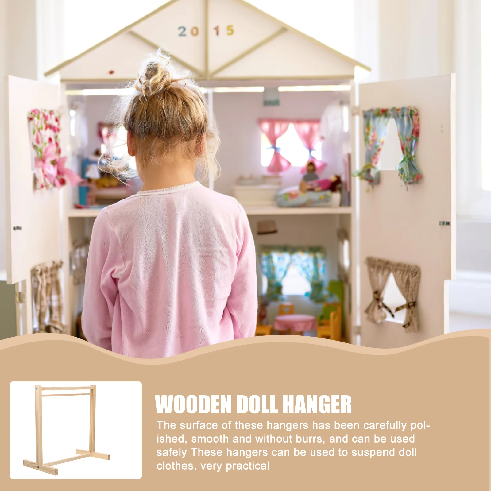 Wooden Hanger 30cm Single Layer Sturdy Material Clothes ganizer Rack Toy Furniture Kids Room Storage Valet Garment Display