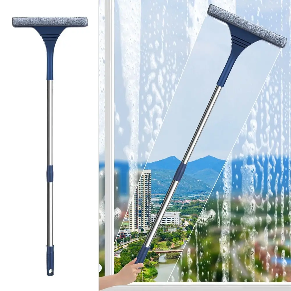 Long Handle Window Squeegee New 2 in 1 Brush Magic Broom Telescopic Window Mesh Screen Cleaning Tool Home