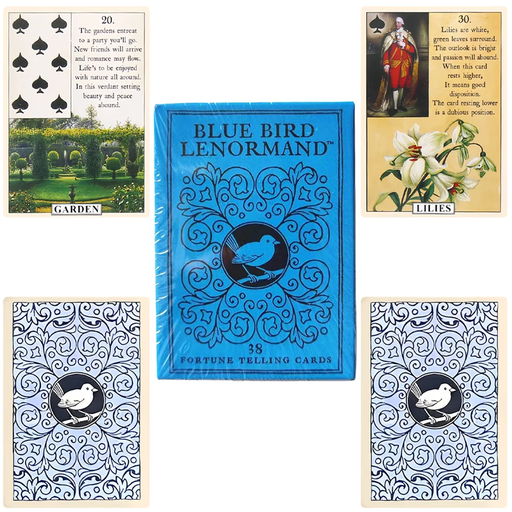 

38 карт для гадания Blue Bird Lenormand (10,3x7 см) с иллюстрациями в стиле масляной живописи, карты для настольной игры для взрослых.