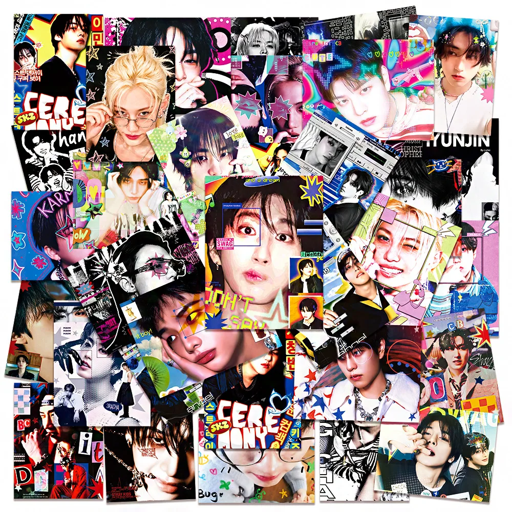

50pcs Stray Kids waterproof hand account water cup skateboard decoration millennium style graffiti stickers surrounding fan gift