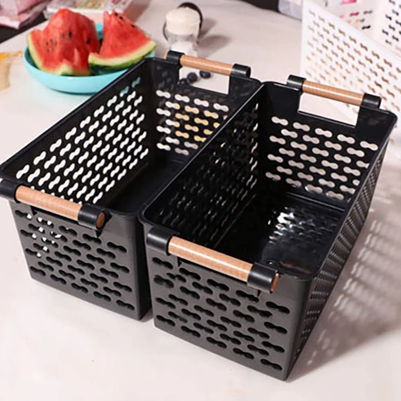 Desktop Snack Storage Basket Hollow Storage Basket Portable Rectangular Plastic Frame Storage Sundries Box(6Pcs)