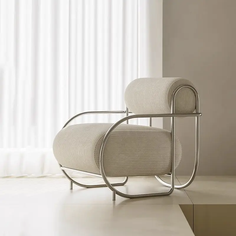 

Living Room Armrest Single Sofa Chair Back Support Stainless Steel Frame Bedroom Leisure Sofa Chair Sofa Living Room Furniture