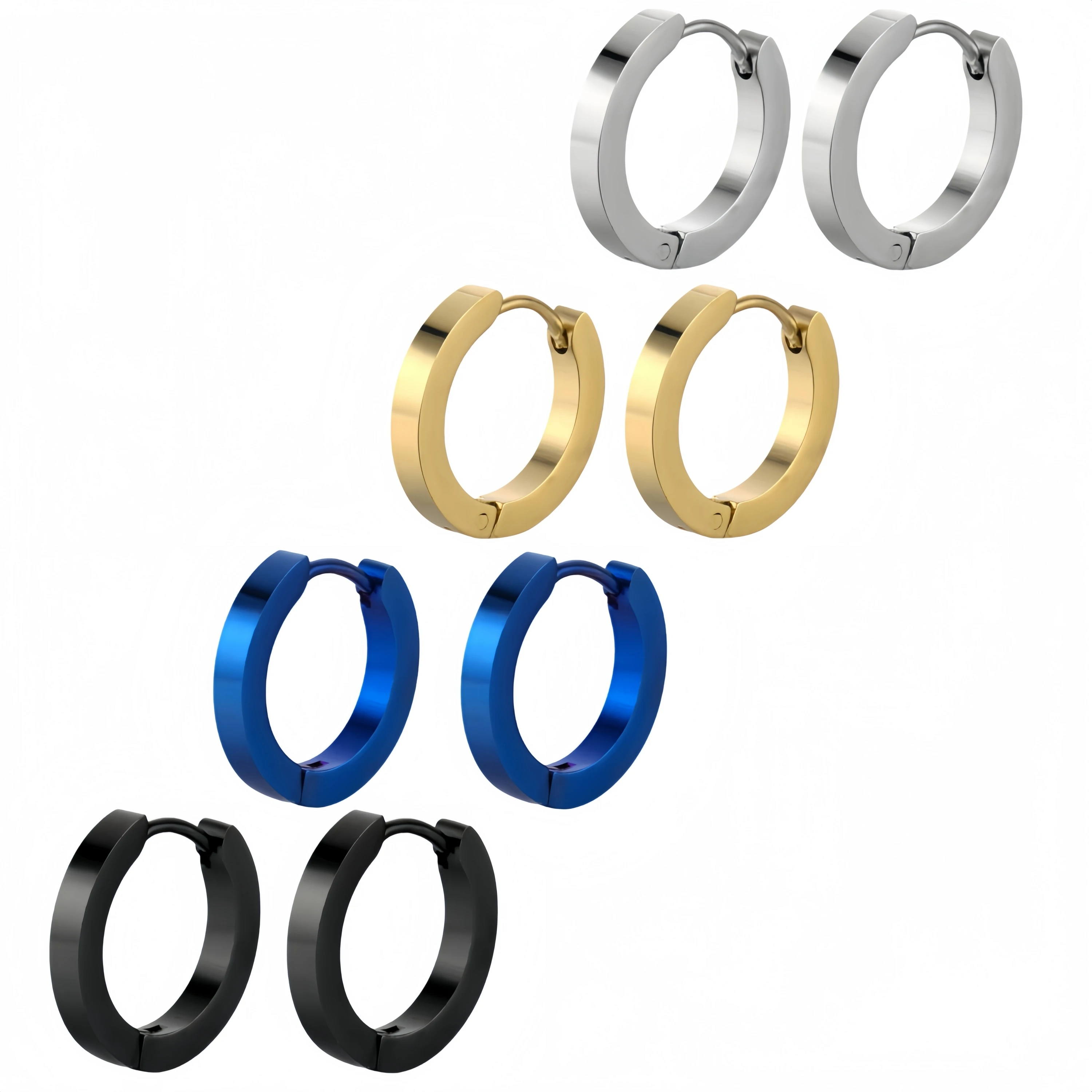 Punk Minimalistische Kleine Runde männer Edelstahl Creolen Für Frau Schwarz/Blau Hiphop Piercing Ohr Schmuck 3/4/7MM Breite