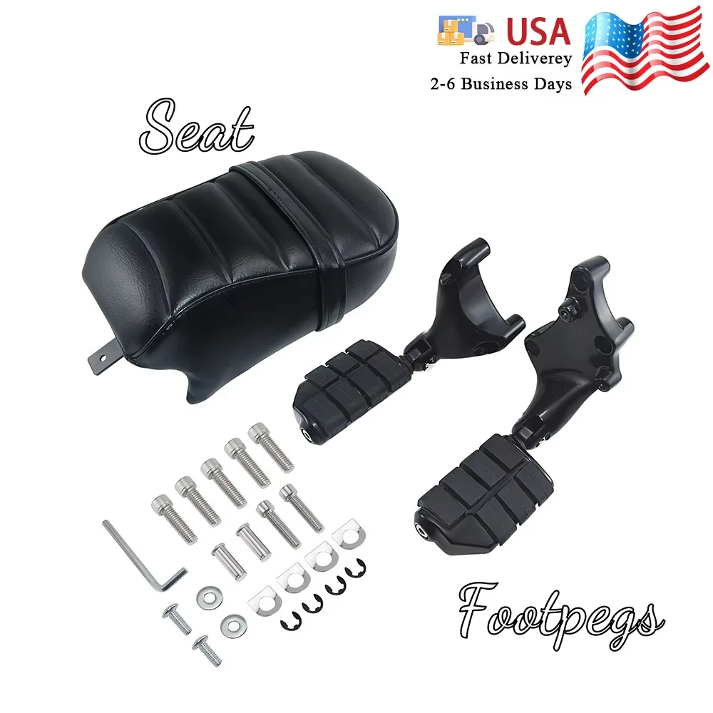 

Motorbike Rear Passenger Seat Pillion Pad Foot Pegs Mount Kit For Harley Sportster Iron XL883 XL883N 2016-2022 Black Accessories