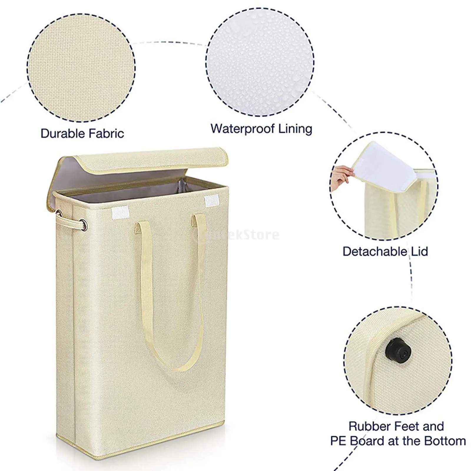 45L Folding Dirty Laundry Basket Washing Clothes Storage for Bathroom Closet Washing Clothes Hamper Bin Bag with Removable Lid