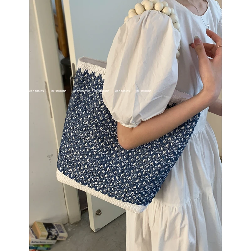 

Beaded Handheld Woven Bag for Women 2025 New Summer Fashion Large Capacity New Chinese Underarm Tote Bags