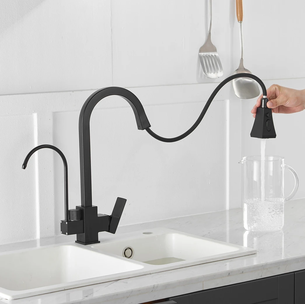 Touch Kitchen Faucet with Pull Down Purified Hot Cold Kitchen Mixer Tap Newly Matte Black Smart Touch Filter Kitchen Faucets