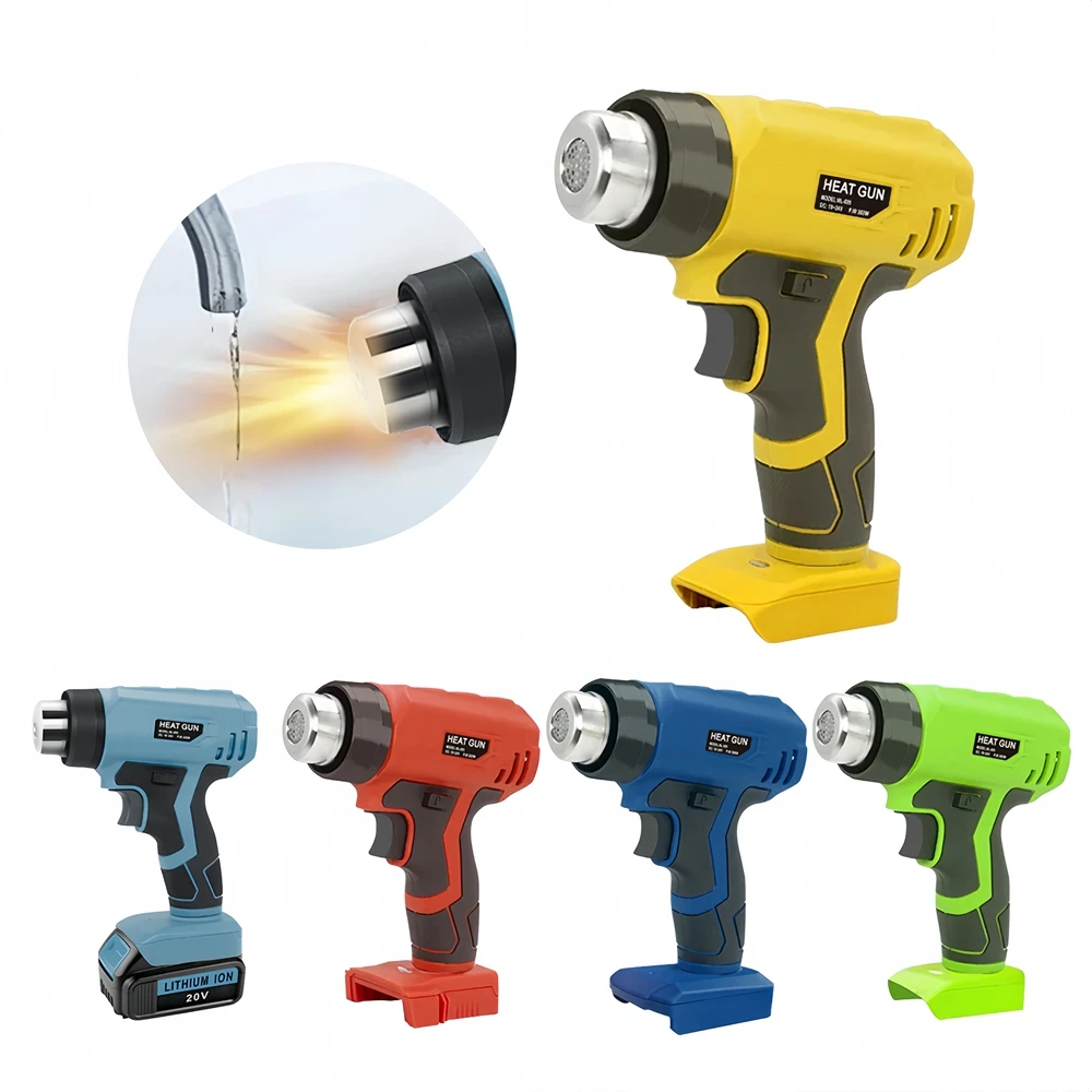 

Cordless Electric Heat Gun Fast Heating Portable Heat Gun 4 Nozzle Attachments for Makita Dewalt Milwaukee 18V 20V Battery