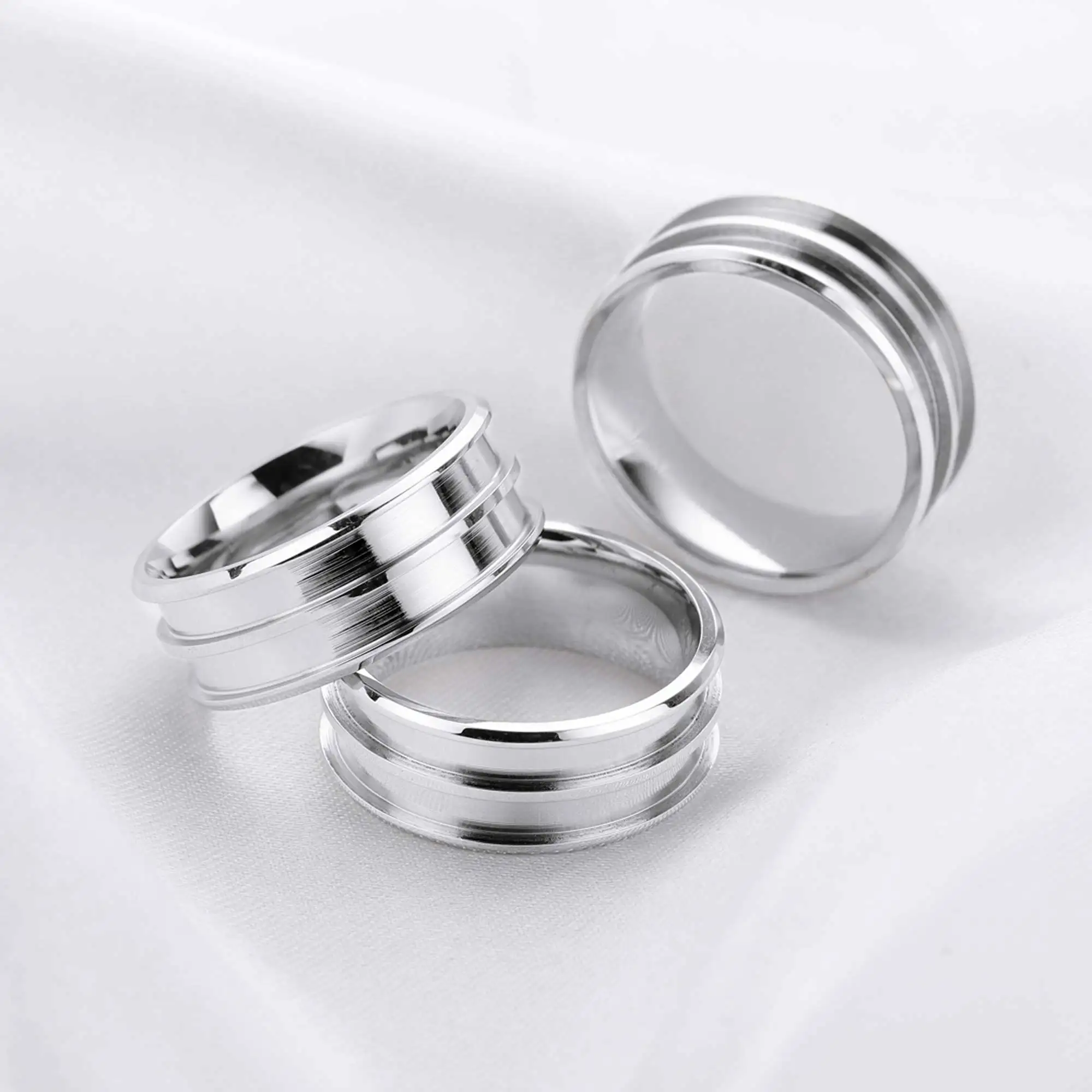 2.6+2.6MM Keepsake Mens' Resin Ashes Channel Ring Settings,Double Channel Bezel Stainless Steel Settings,Memorial Ring 1294520