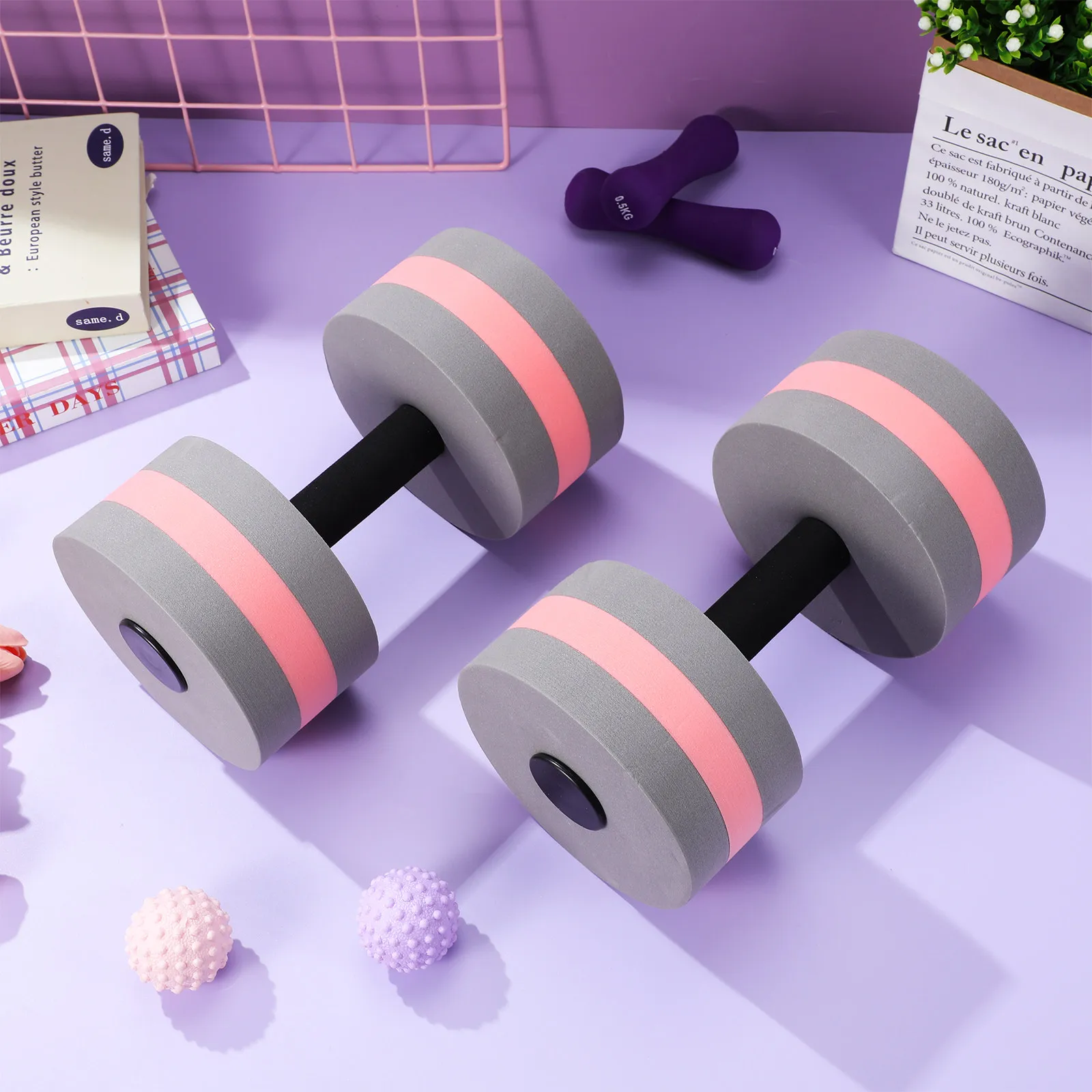 2Pcs Eva Floating Dumbbells for Swimming Pool Aqua Fitness Water Aerobics Resistance Training Arm Shoulder Legs Cardio Exercise