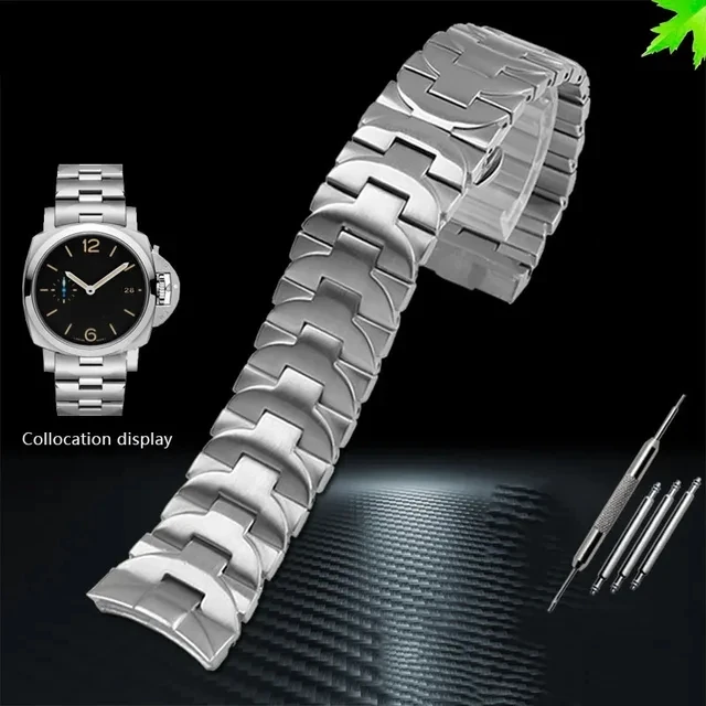 For Panerai strap men's steel band PAM441 111 solid stainless steel butterfly buckle watch chain 24mm accessories