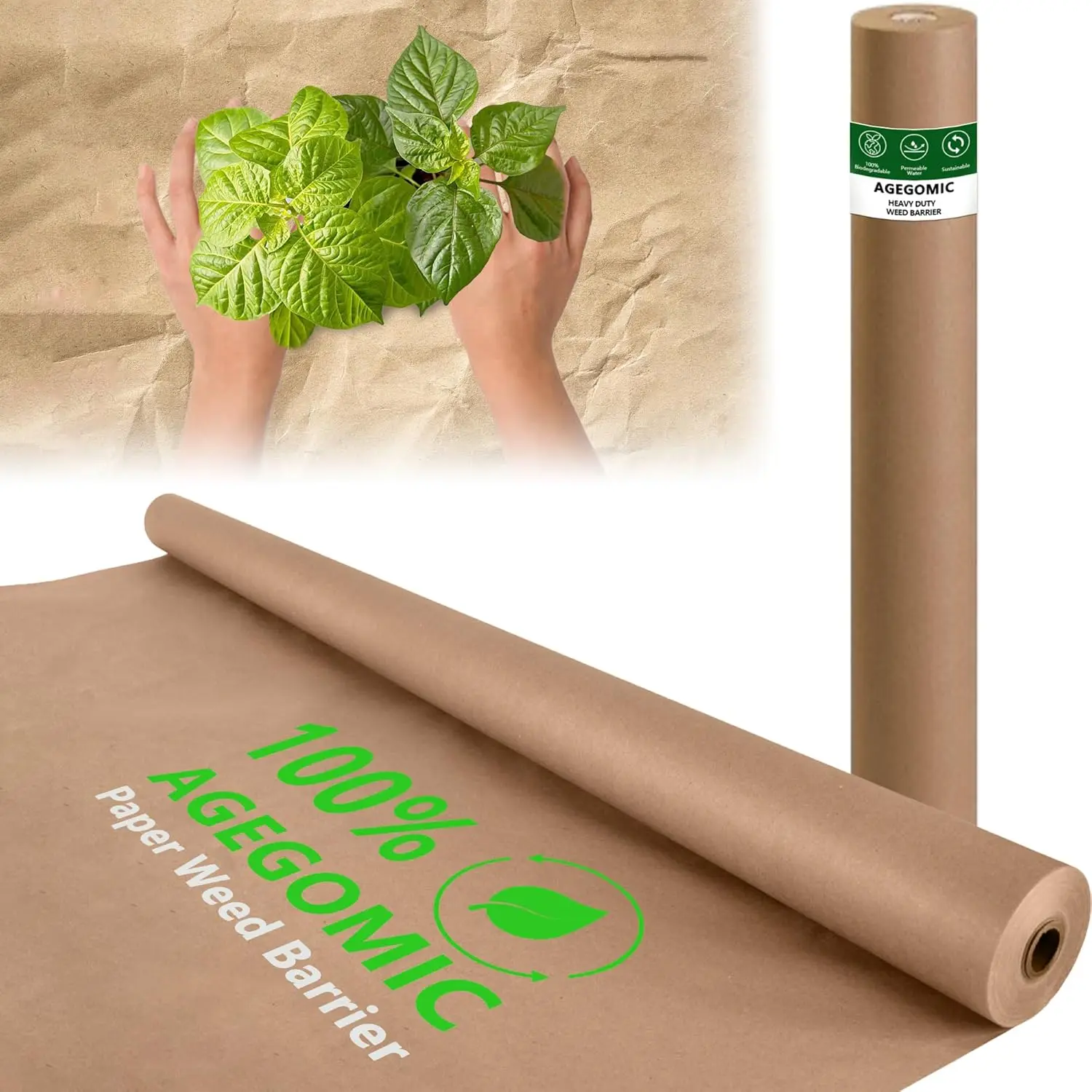 Biodegradable Weed Barrier, 4 x 100 Ft Heavy Duty Garden Paper Biodegradable Landscape    Paper Garden Mulch Rolls Weed