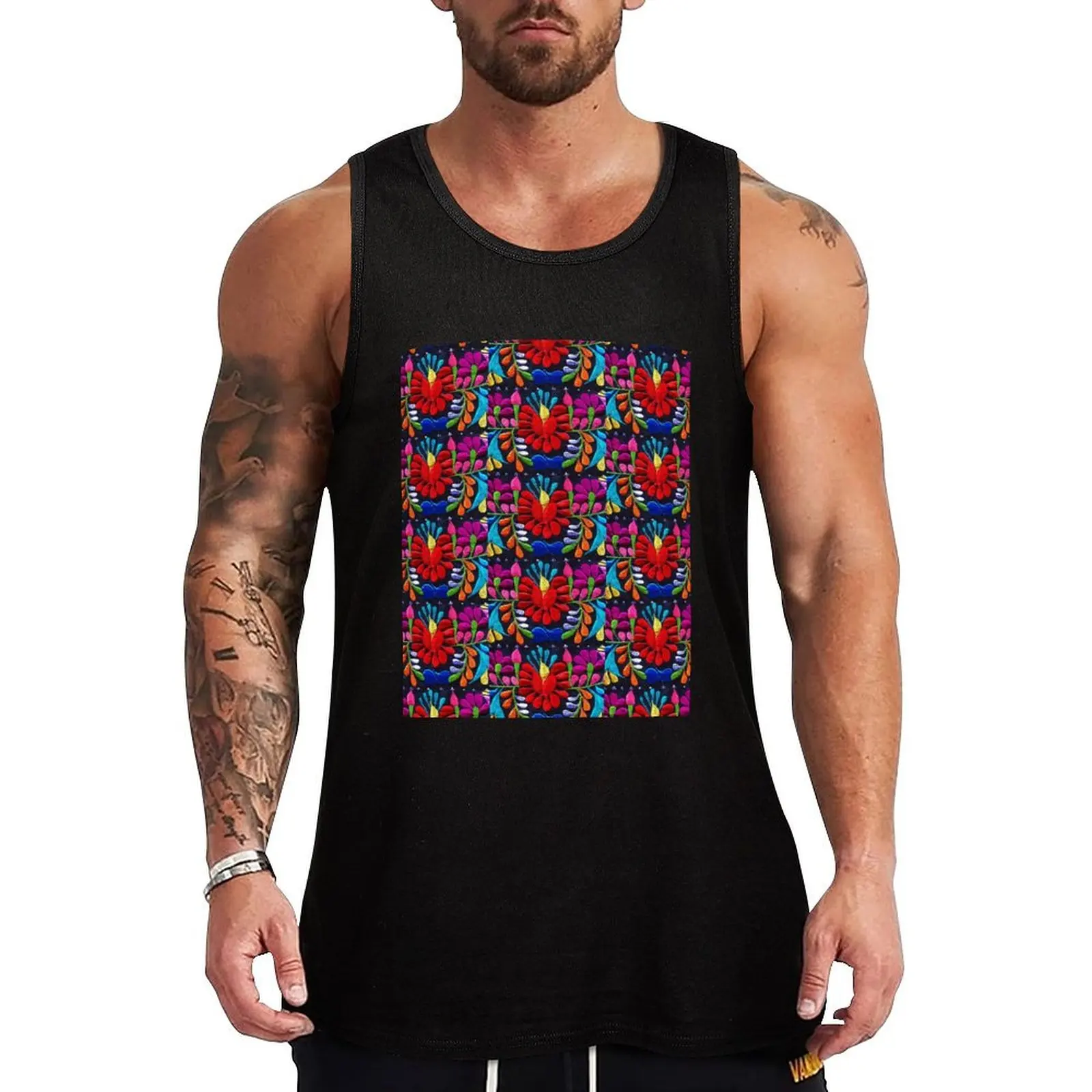 

Fiesta Flowers Tank Top male top Vest t-shirts for men