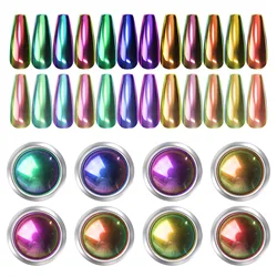 12 Color Glitter Magic Mirror Nail Powder Dust Powder Chameleon Aurora Nail Art Chrome Pigment Metallic Effect Nail Decoration
