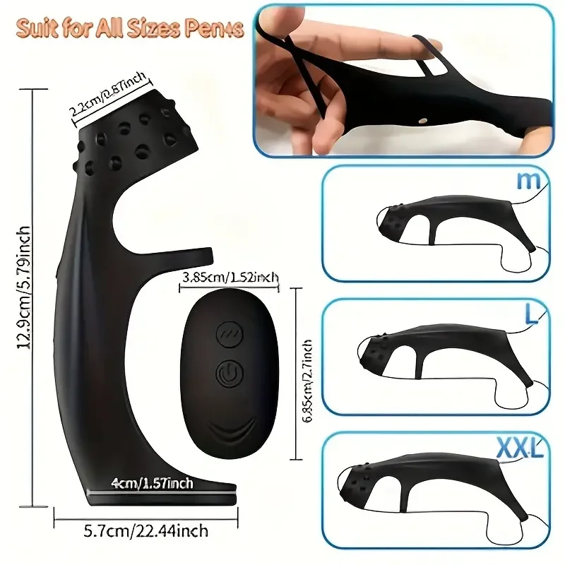 HESEKS Male Remote Vibrating Cock Silicone Sleeve Ring Delay Ejaculation Penis Enlargement Sex Toys For Men Testicle Vibrator