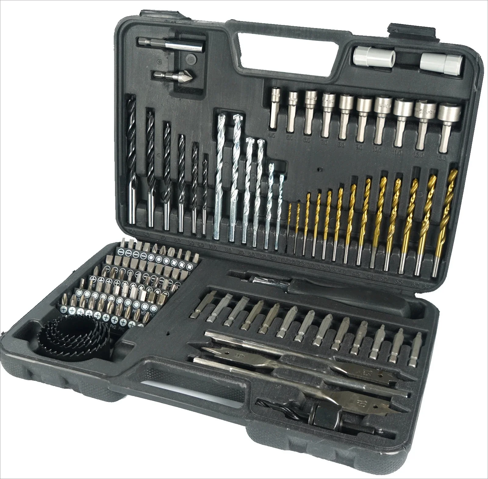 Full Set 111 Pieces Woodworking Drilling Tools Twist Drill Bits Screwdriver Bits Hole Cutter Opener For Carpenter DIY Repair