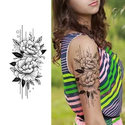 Peony Flower Waterproof Temporary Tattoo for Arm and Leg, Long-Lasting, Realistic Fake Tattoo for Men and Women