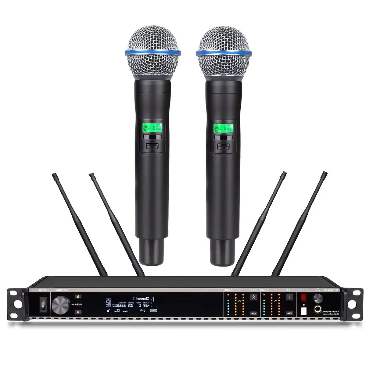 

High Quality AD4D Digital Wireless Microphone System Beta58 Dynamic Condenser Capsule Dual Channel 4 Antenna