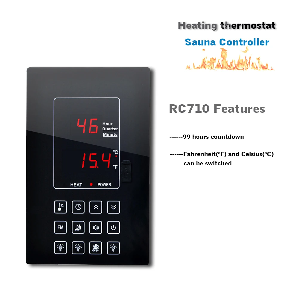 110V 220V 30A 4.5KW Steam Sauna Room Heating Controller RC710 RC812 RC813, Configure Radio, MP3, Lighting, Fan Connection Ports