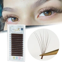 Yelix Dark Brown Easy Fan Eyelash Extension C/D Curl Mix 8-15mm Individual Ombre Eyelash Lashes High Quality Blooming Lashes