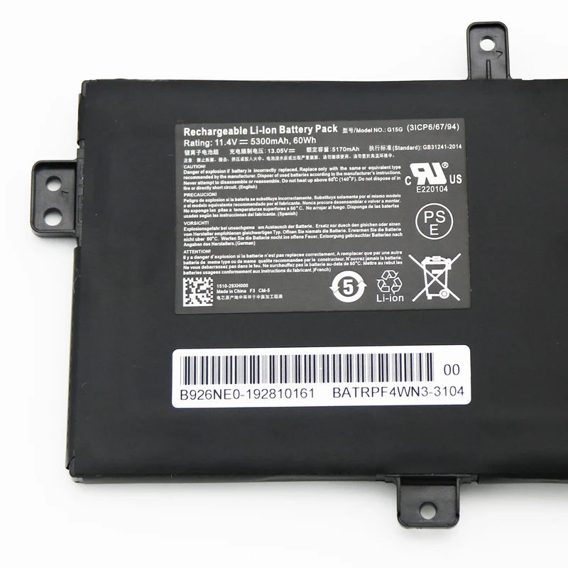 G15G Battery For 911 T6A T6C T6D T5TB  SabrePro15 15-W8  F117-S F117-Si2 F117-Si3 F117-S6