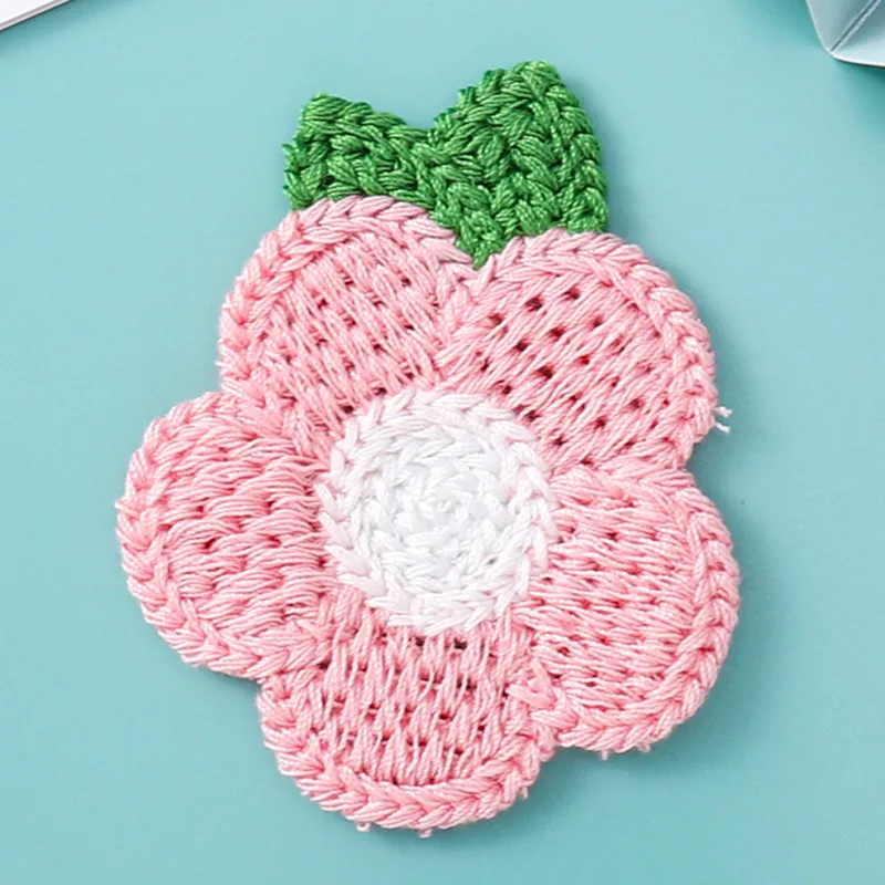 10PCS Of Korean Embroidery Knitting Wool Flower Piece Sticker Hairpin DIY Clothing Bag Patch Accessories