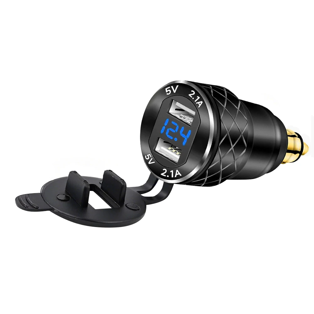 

Areyourshop for BMW F800GS F650GS F700GS EU Plug Dual Hella Motorcycle USB Charger 12-24v 4.2A Voltmeter DIN Socket Voltmeter