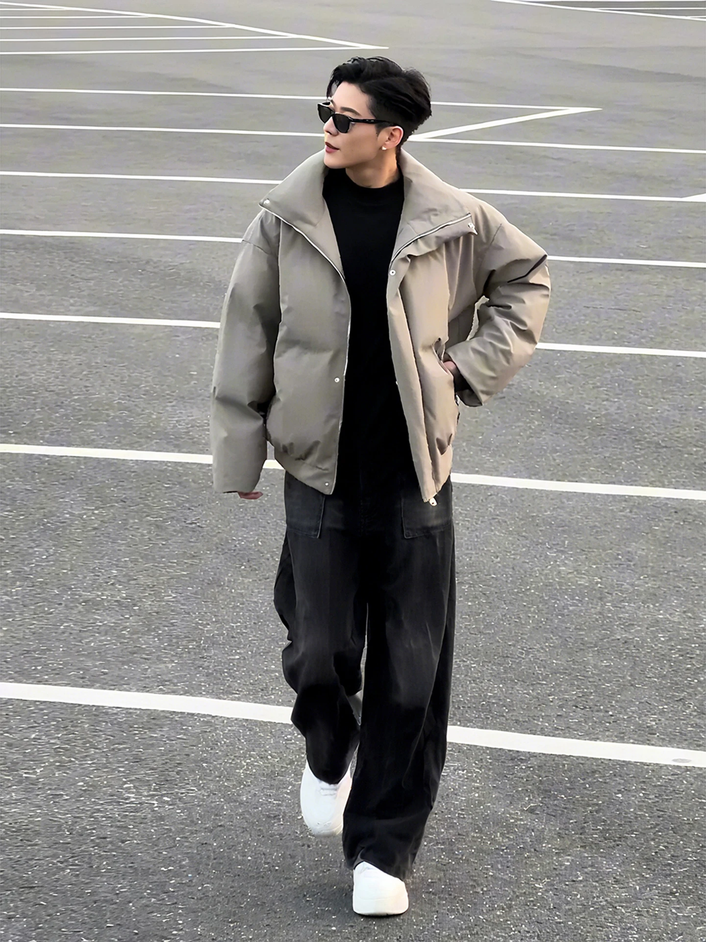 

Модная короткая хлопковая куртка для мужчин в уличном стиле, свободного кроя, с воротником-стойкой, осенне-зимняя новинка