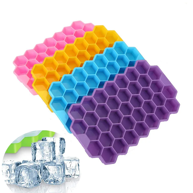 

3D Silicone Ice Tray Mold Honeycomb Ice Cube Trays Reusable Silicone Ice Cube Mold BPA Free Ice Maker With Removable Lids