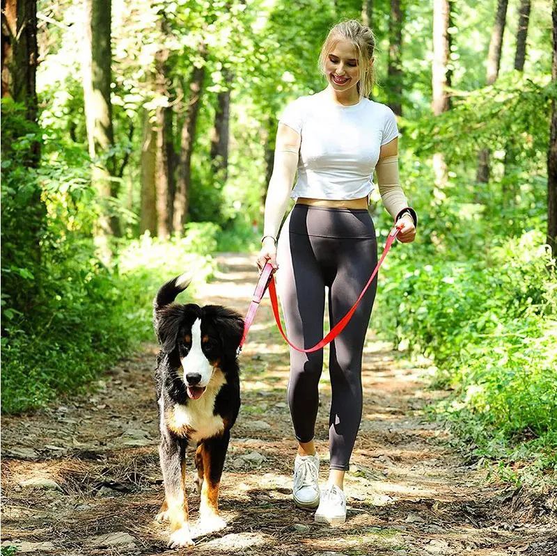 Lange, gepolsterte Hundeleine aus strapazierfähigem Nylon mit zwei Griffen für Training und Kontrolle, doppelseitig reflektierend für nächtliche Sicherheit – Detail 9