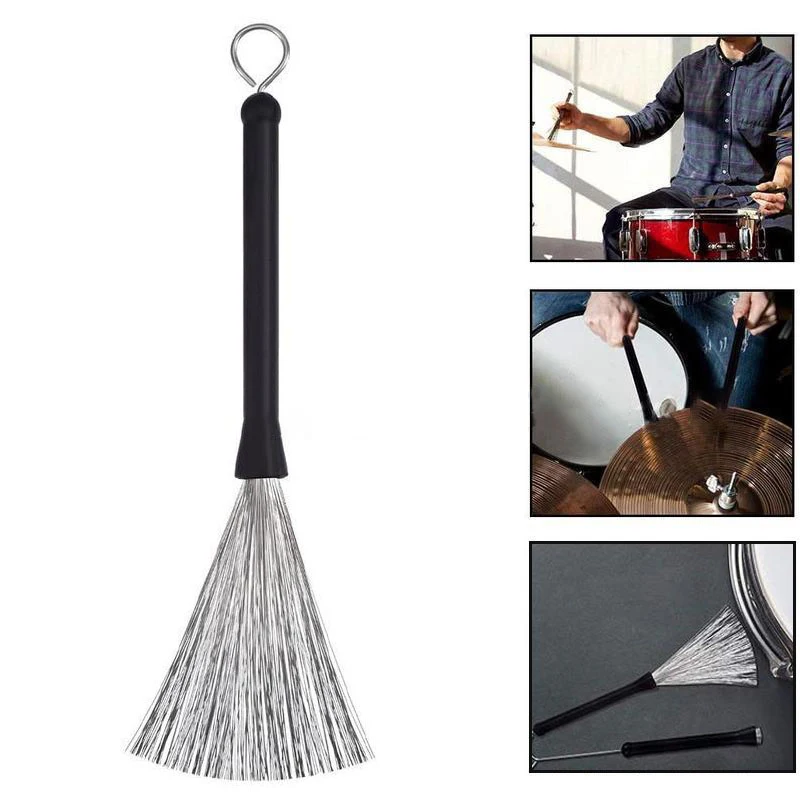 

Newly Metal Wire Drum Brushes Cleaning Tool Portable Jazz Musical Retractable Sticks Drum Brushes